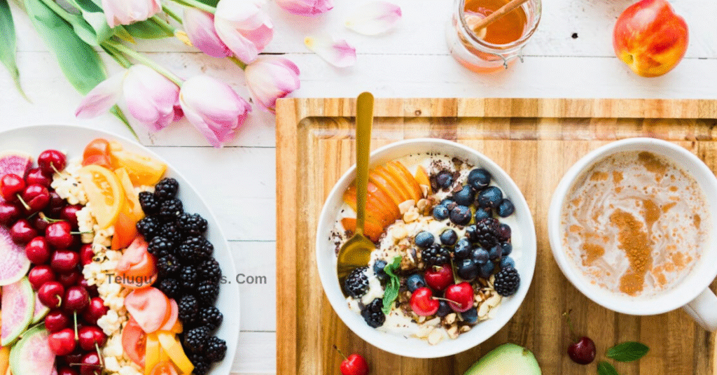 Arogya Sutralu Arogya Sutralu image with healthy lifestyle elements in Telugu